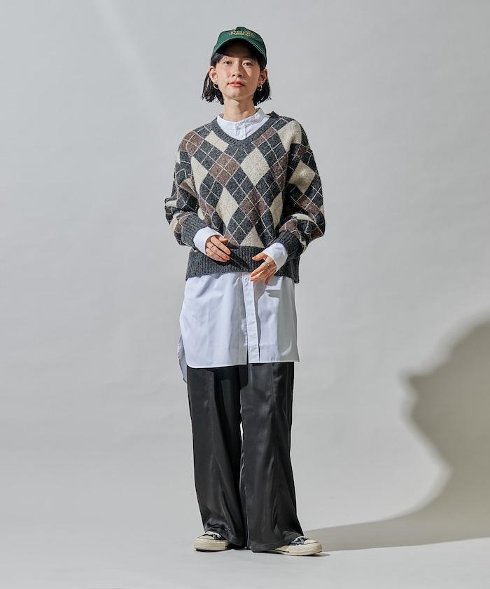 菱格V領針織衫