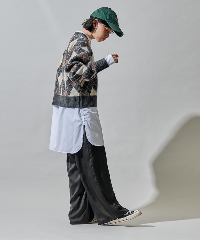 菱格V領針織衫