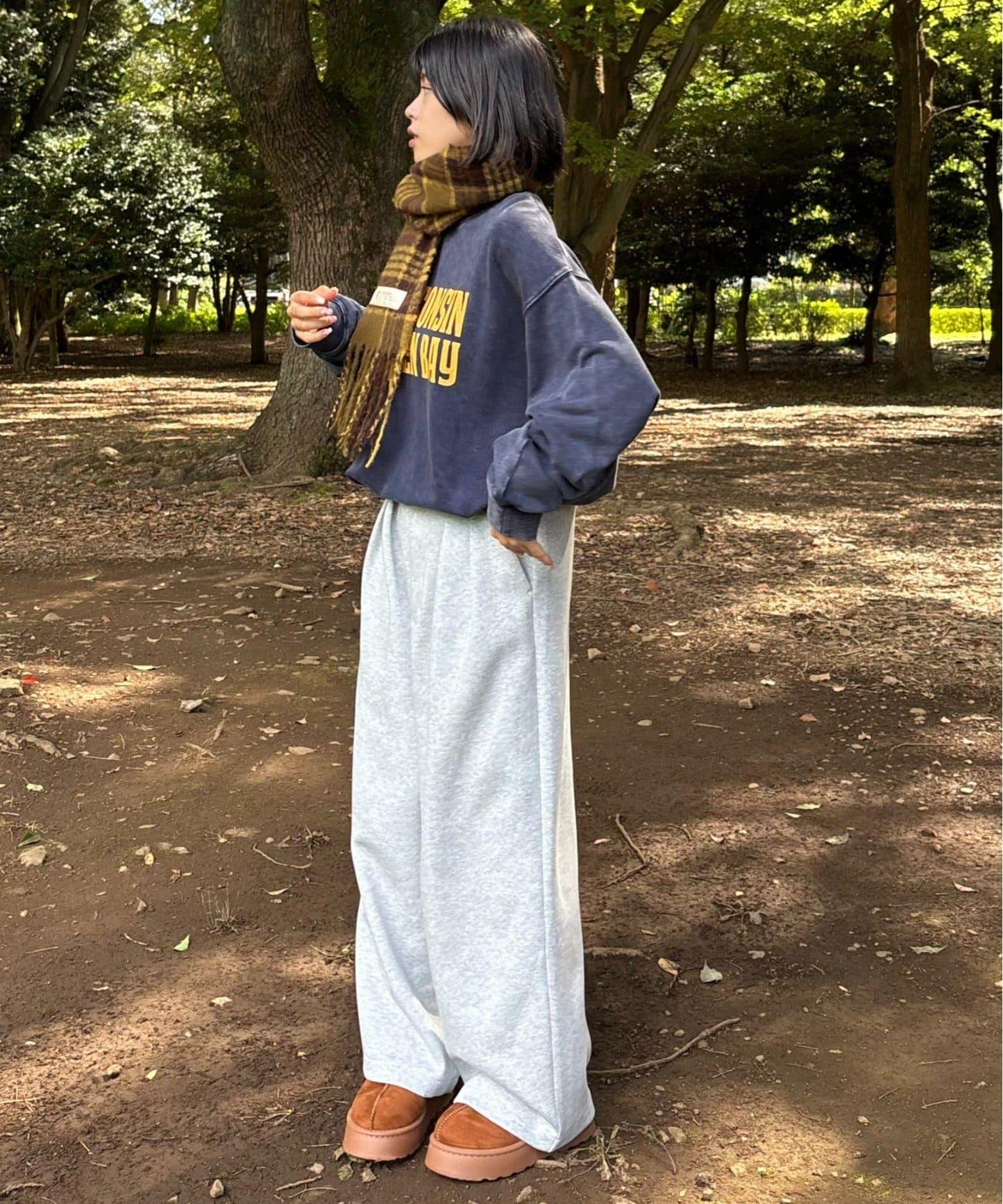【UNISEX】格紋流蘇圍巾
