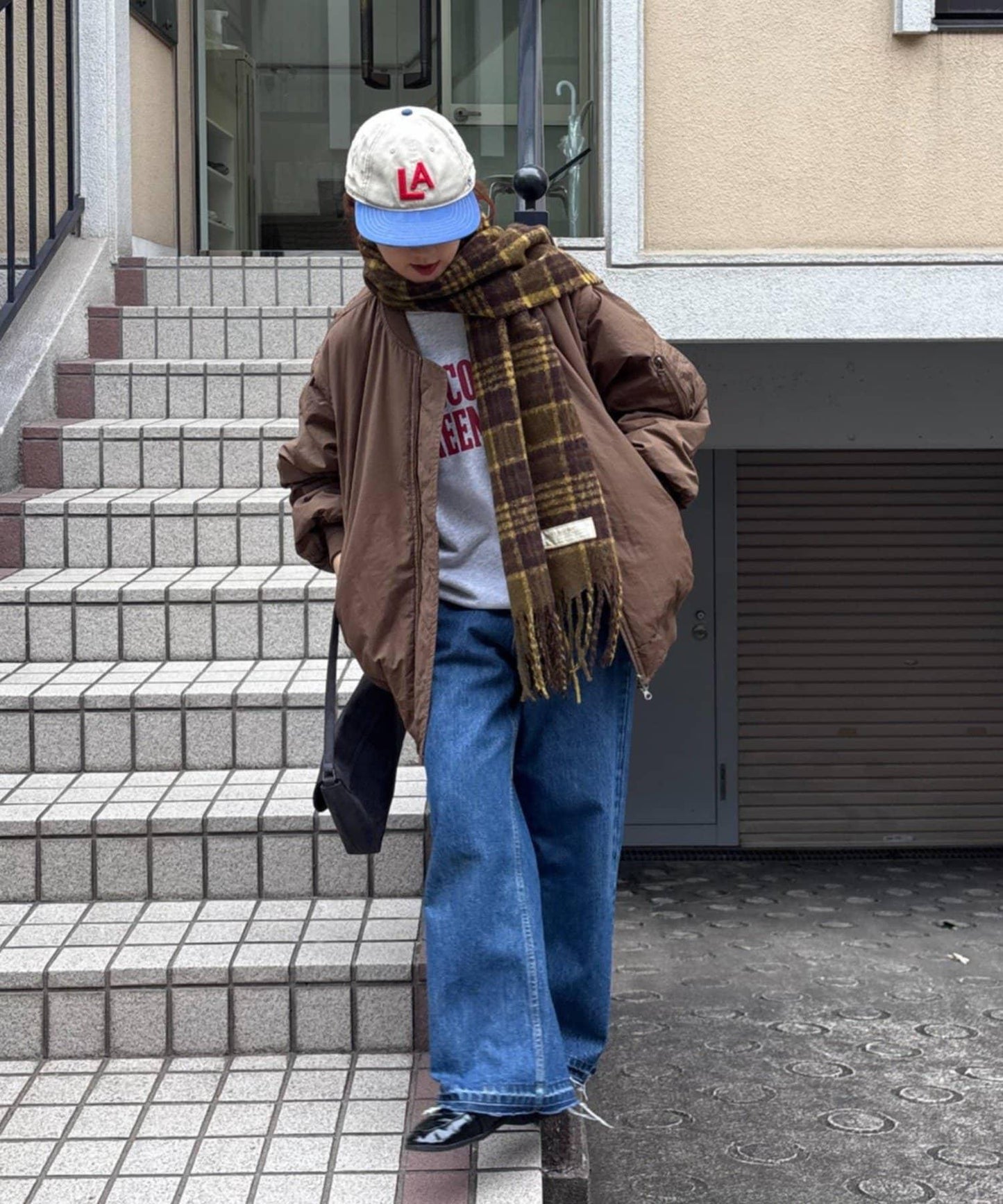【UNISEX】格紋流蘇圍巾