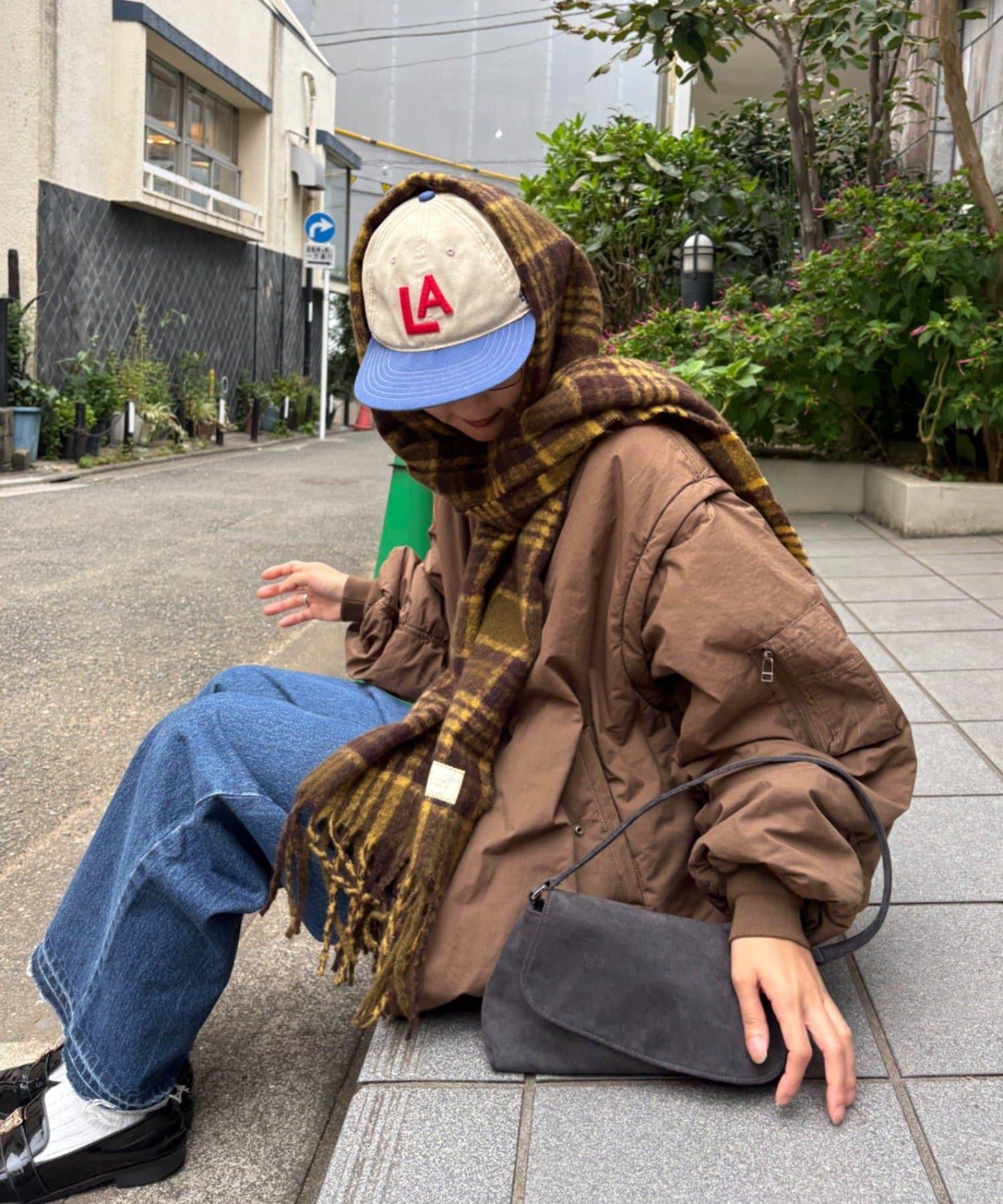 【UNISEX】格紋流蘇圍巾