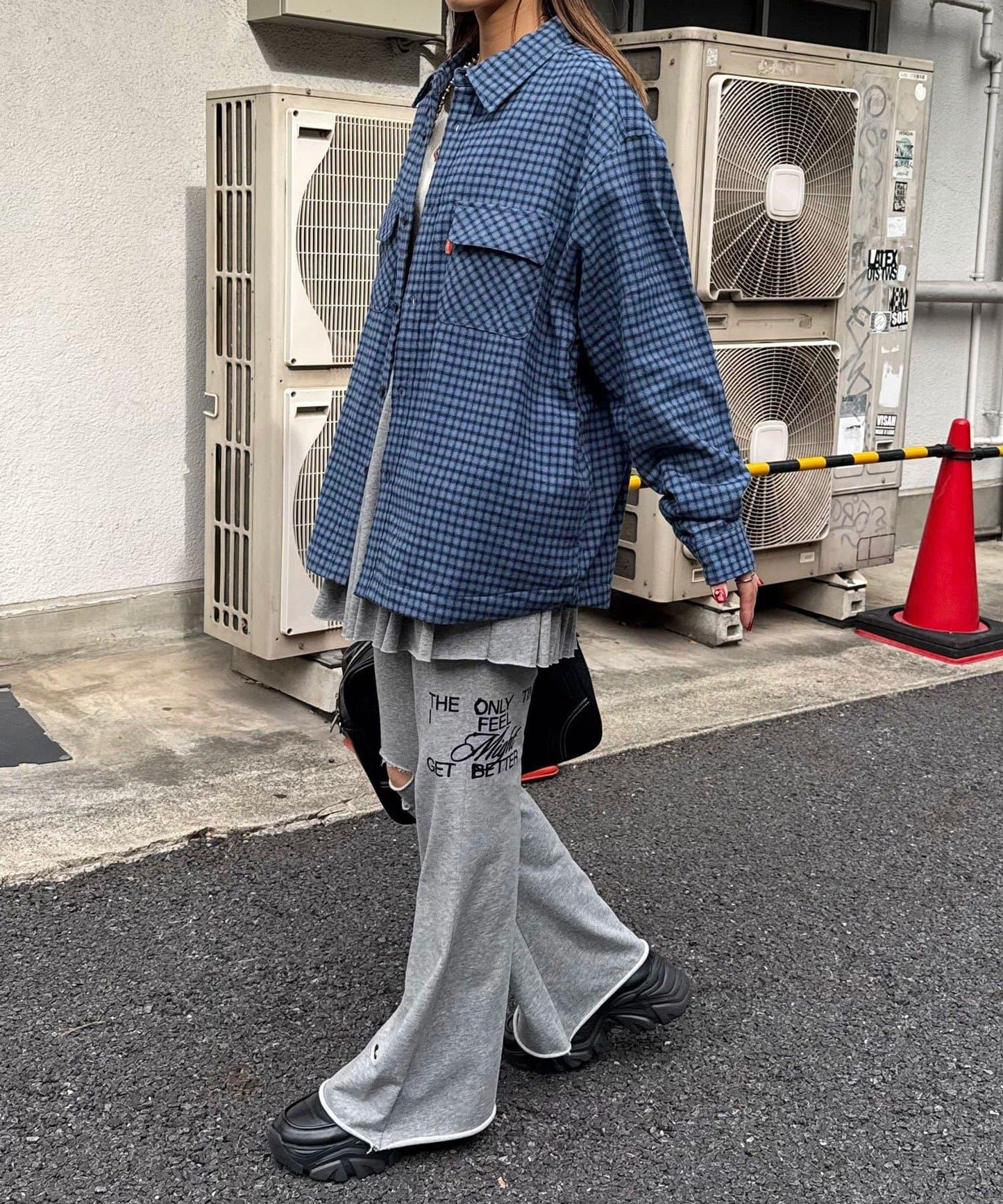 拼色格紋襯衫夾克