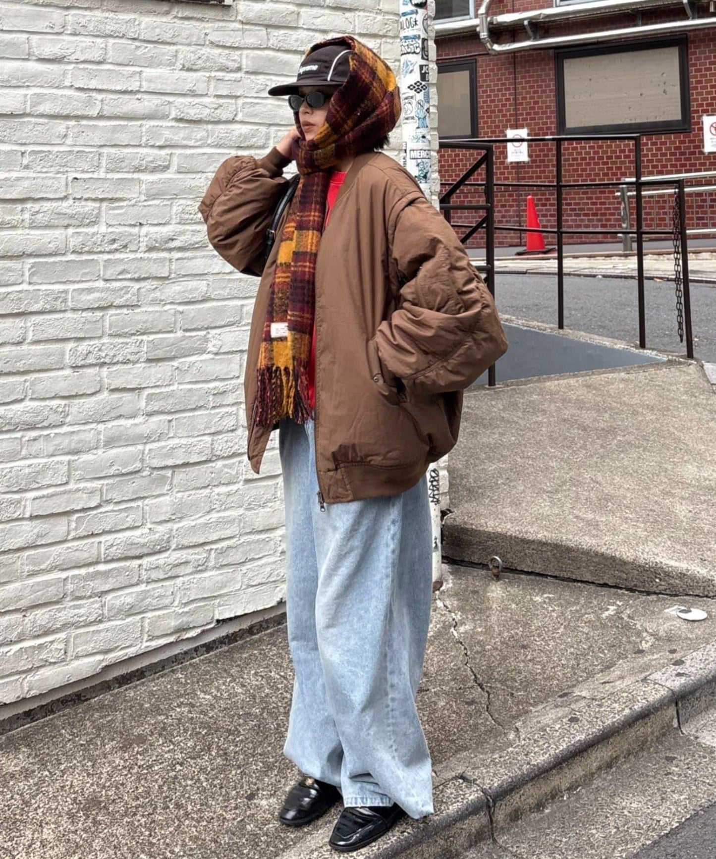 【UNISEX】格紋流蘇圍巾