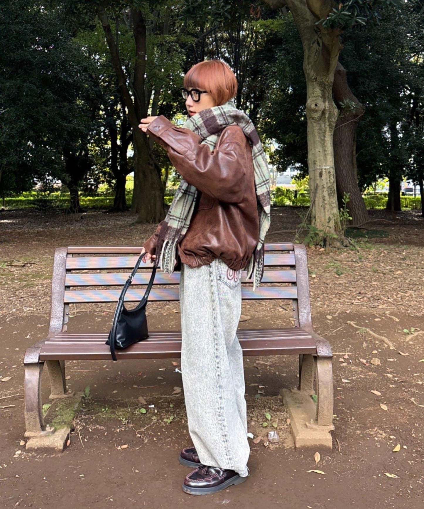【UNISEX】格紋流蘇圍巾