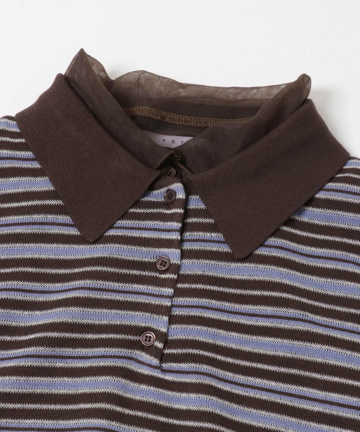 網紗拼接針織襯衫