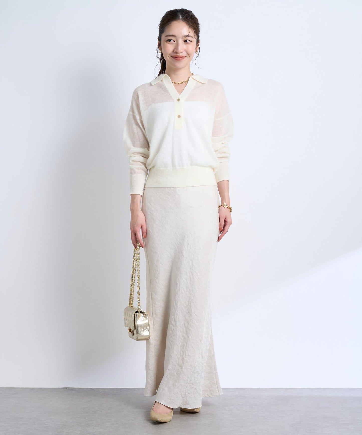 【La boutique BonBon】馬海毛混紡透視針織POLO衫