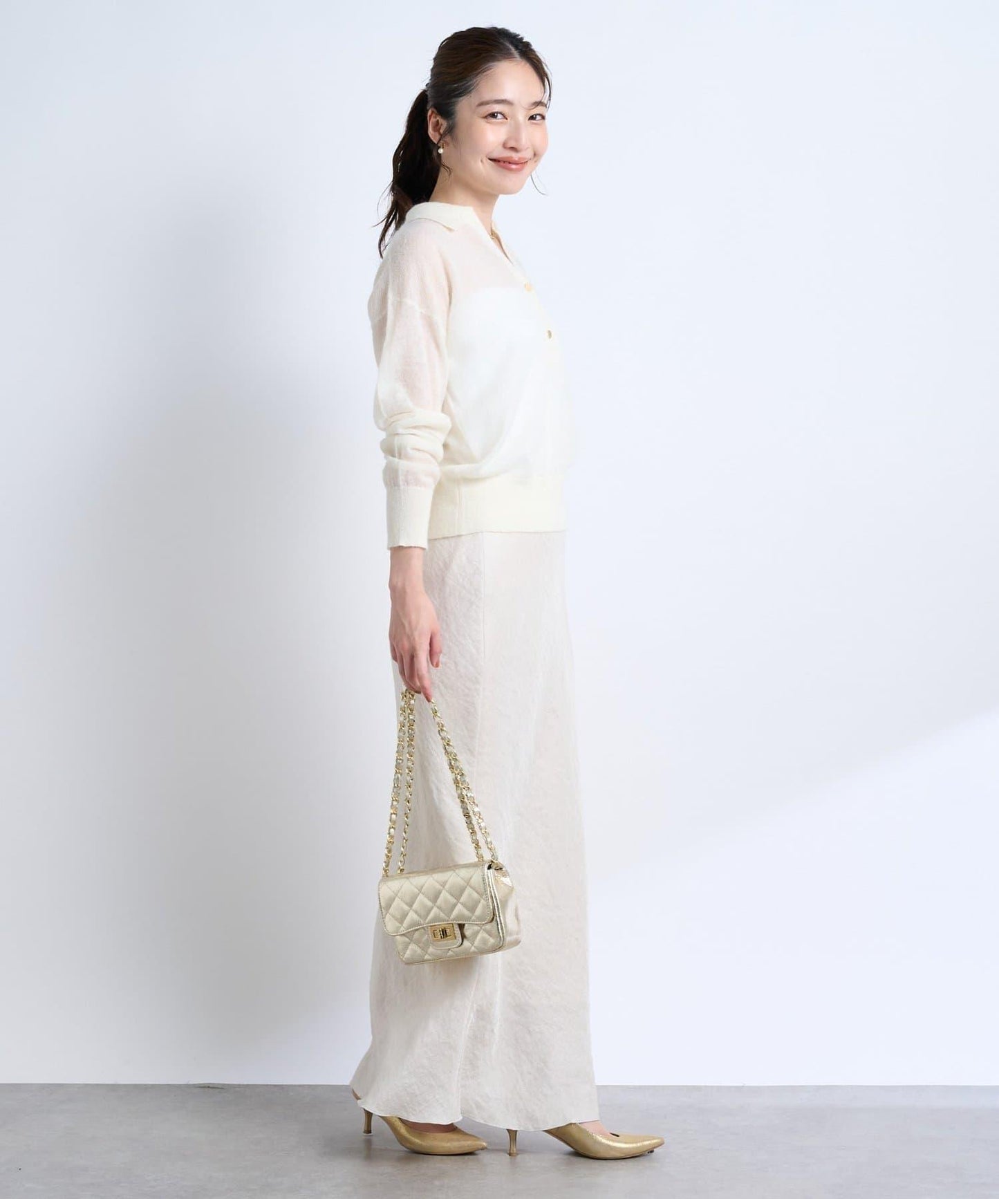 【La boutique BonBon】馬海毛混紡透視針織POLO衫