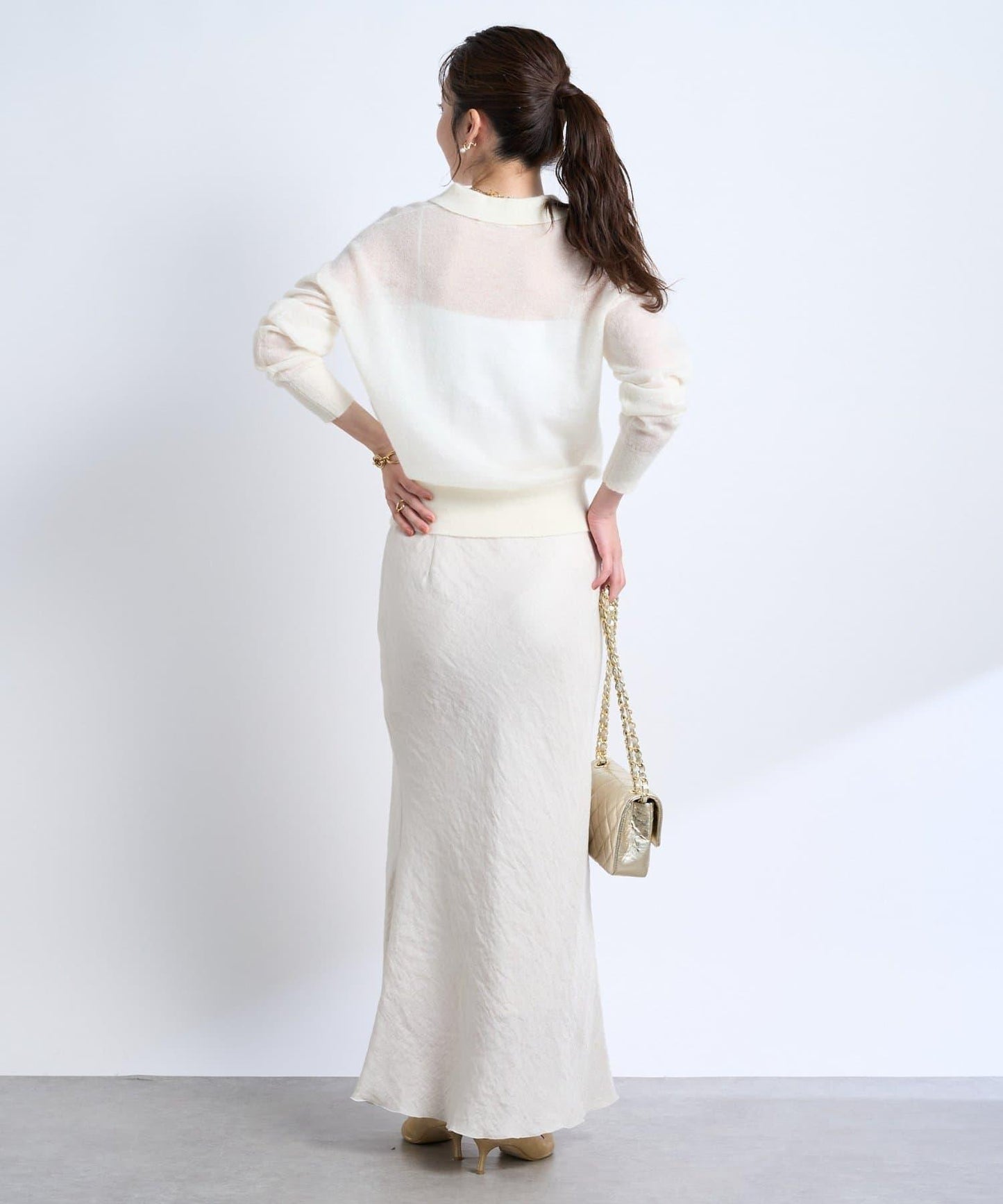 【La boutique BonBon】馬海毛混紡透視針織POLO衫
