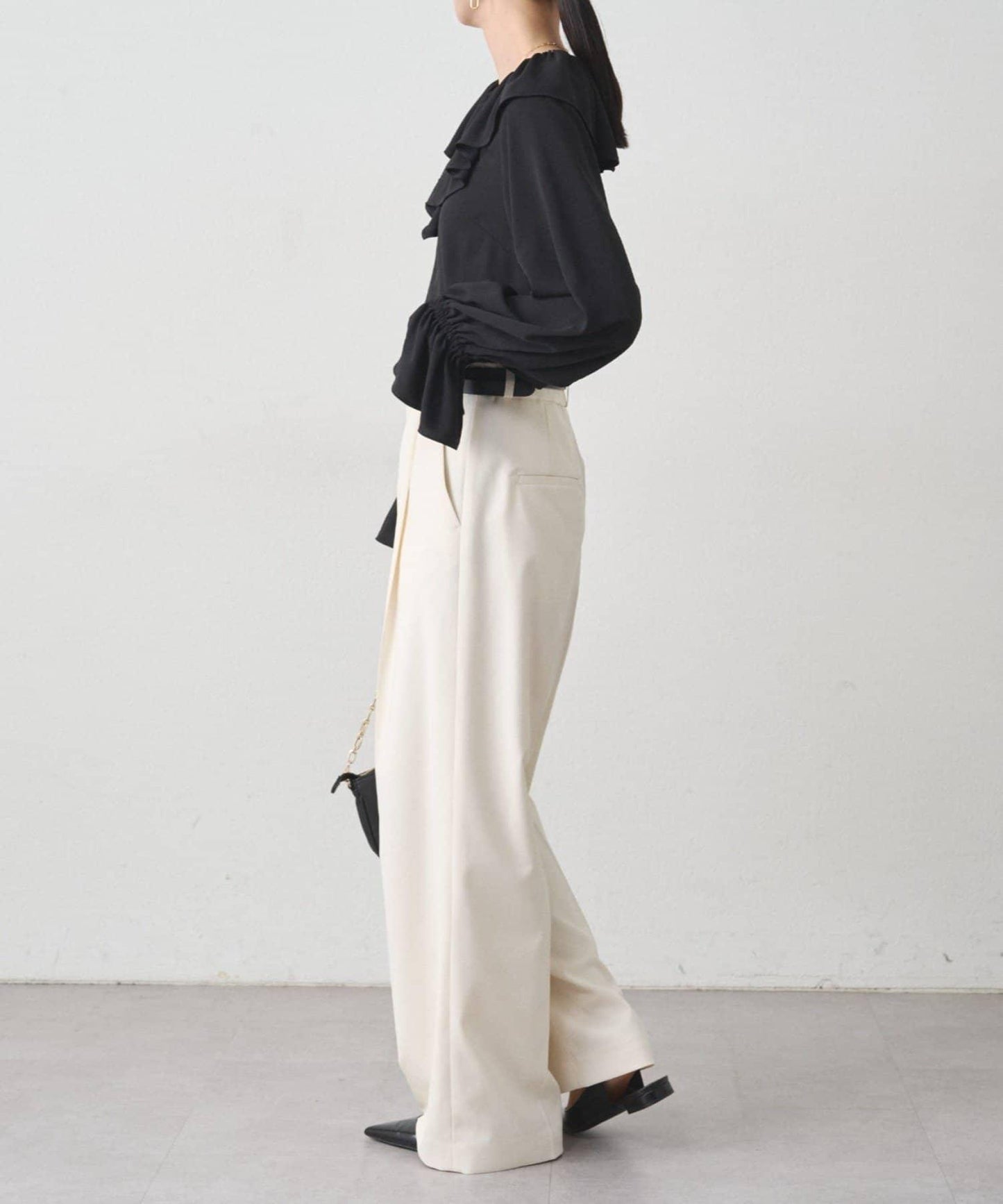 【Loungedress】直筒褶皺長褲