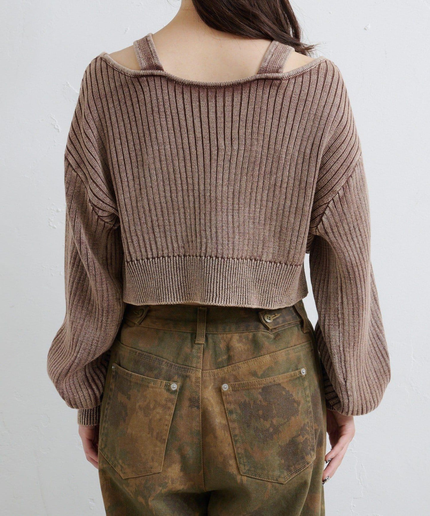 【Kastane】雙面染色露肩背心針織衫