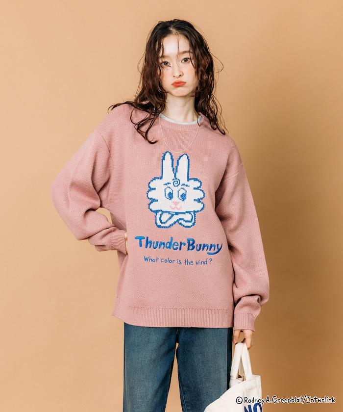 Thunder Bunny / 《Thunder Bunny》特別款寬鬆版型提花圓領針織衫【限量】