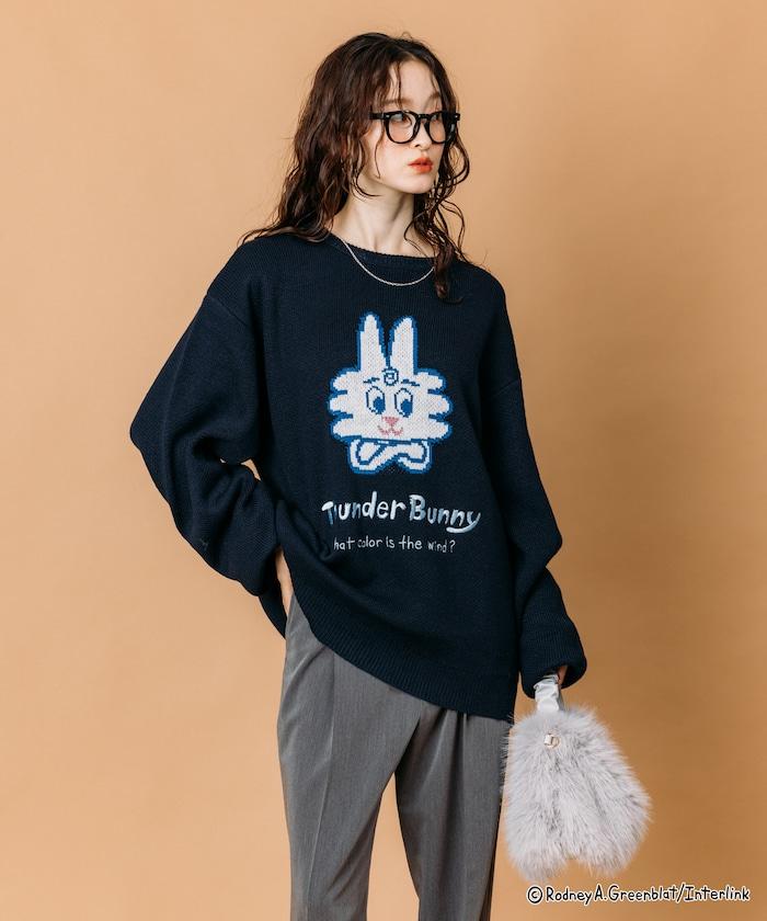 Thunder Bunny / 《Thunder Bunny》特別款寬鬆版型提花圓領針織衫【限量】