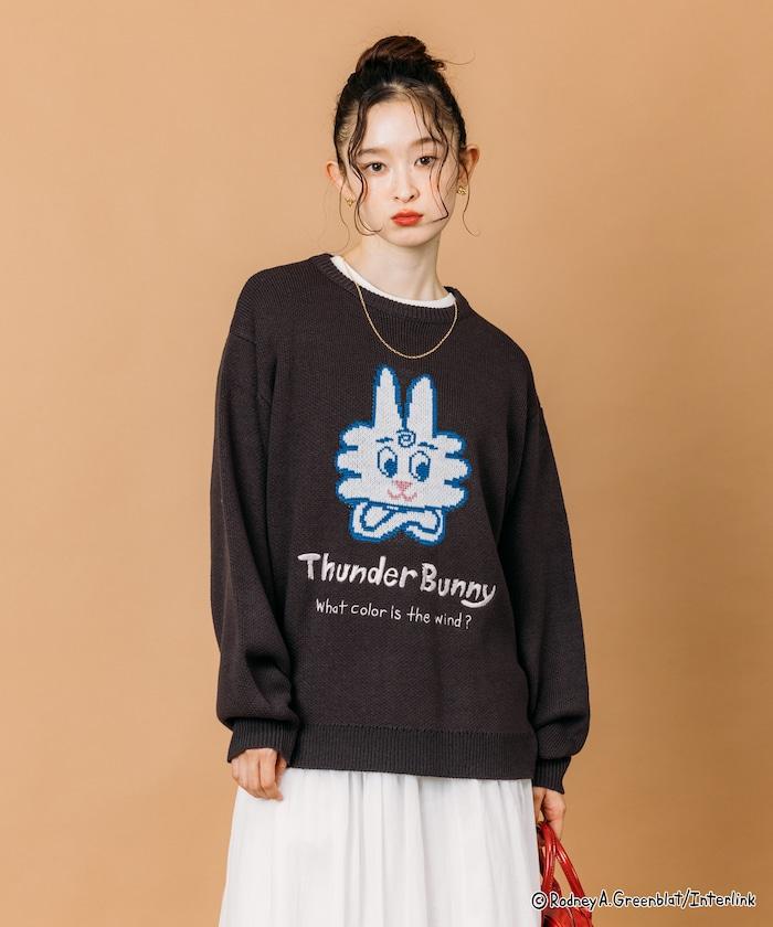 Thunder Bunny / 《Thunder Bunny》特別款寬鬆版型提花圓領針織衫【限量】
