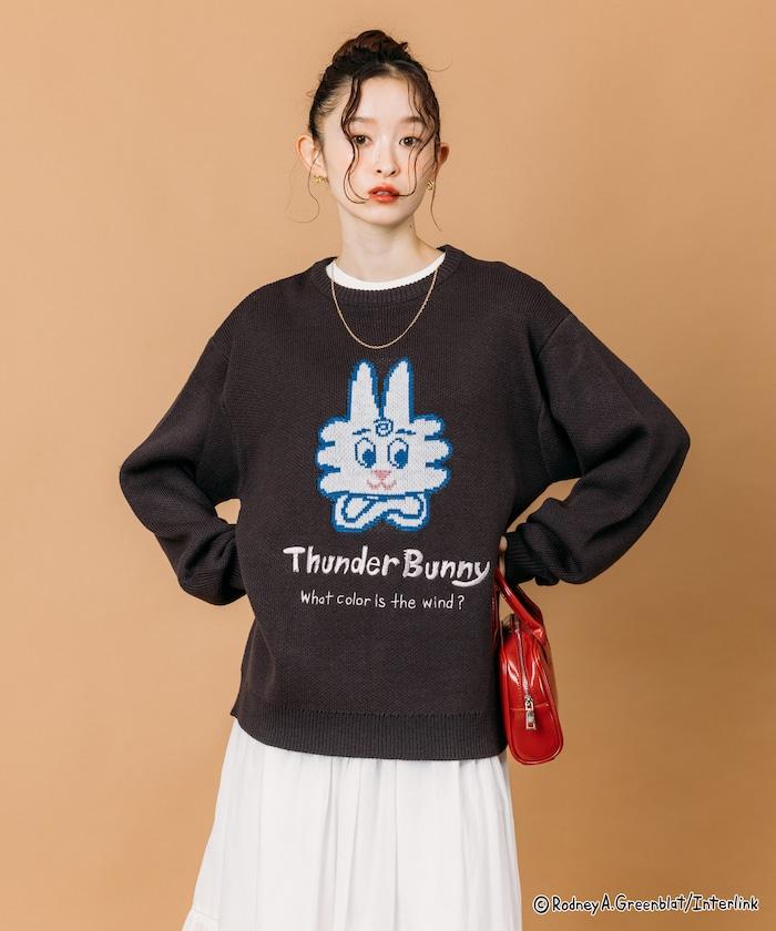 Thunder Bunny / 《Thunder Bunny》特別款寬鬆版型提花圓領針織衫【限量】