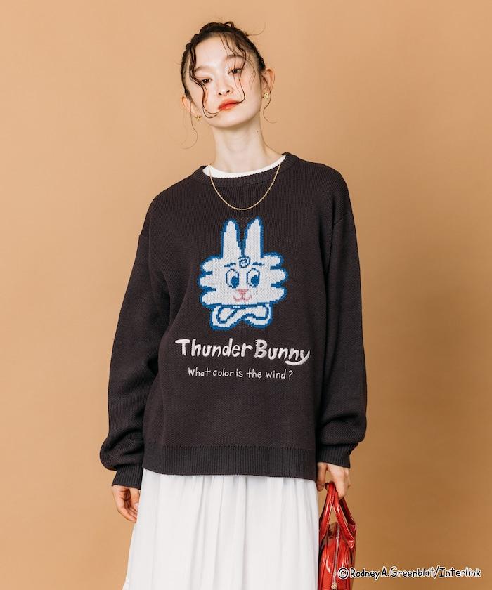Thunder Bunny / 《Thunder Bunny》特別款寬鬆版型提花圓領針織衫【限量】