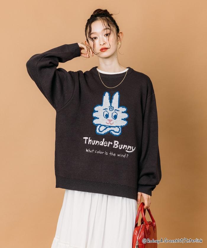 Thunder Bunny / 《Thunder Bunny》特別款寬鬆版型提花圓領針織衫【限量】