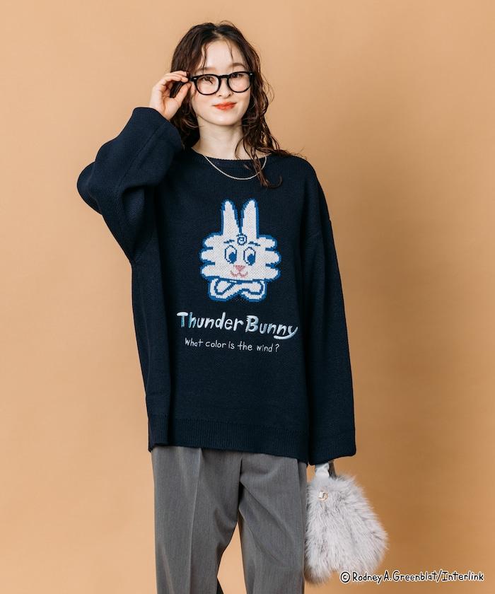 Thunder Bunny / 《Thunder Bunny》特別款寬鬆版型提花圓領針織衫【限量】