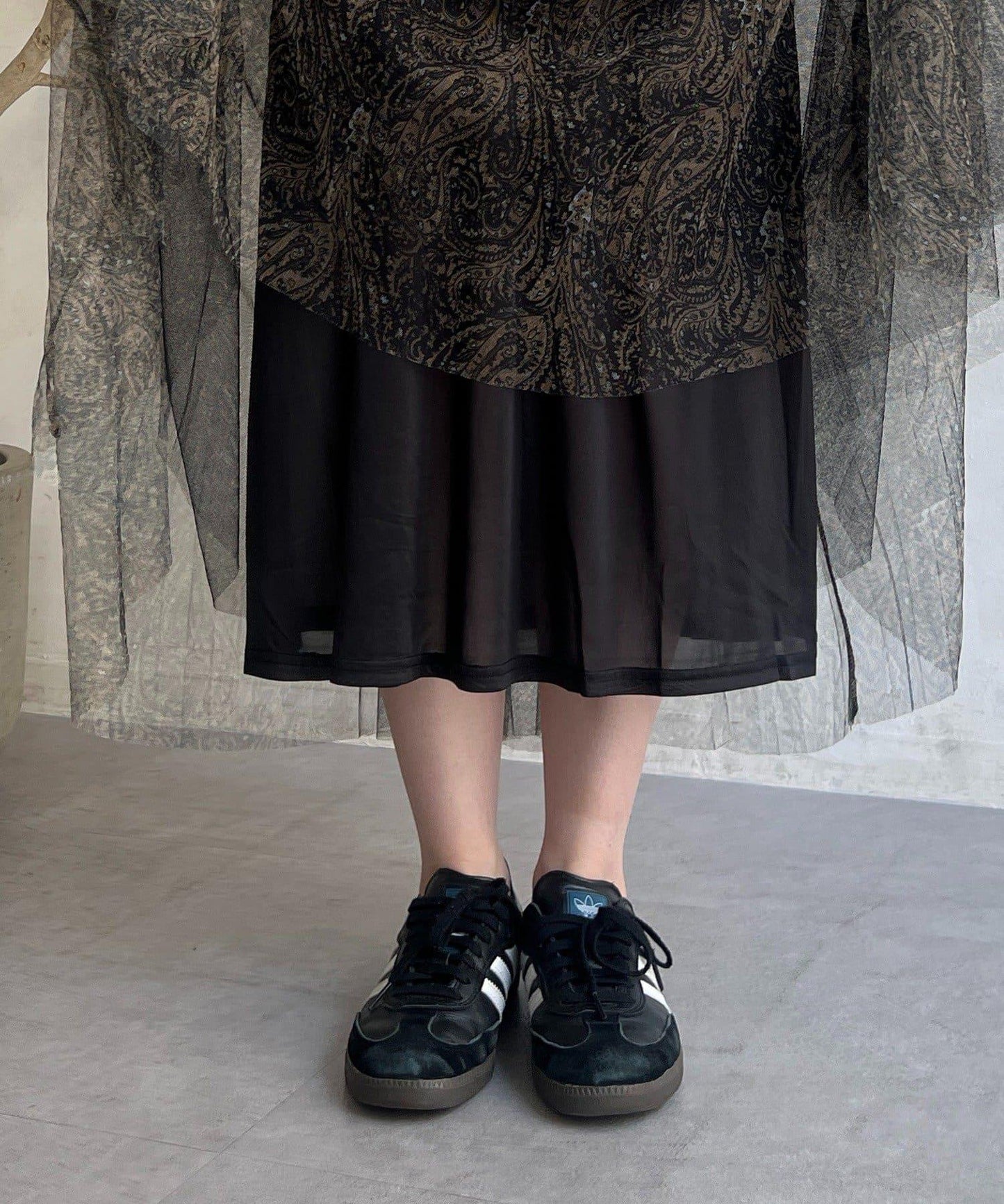 佩斯利圖案薄紗半身裙