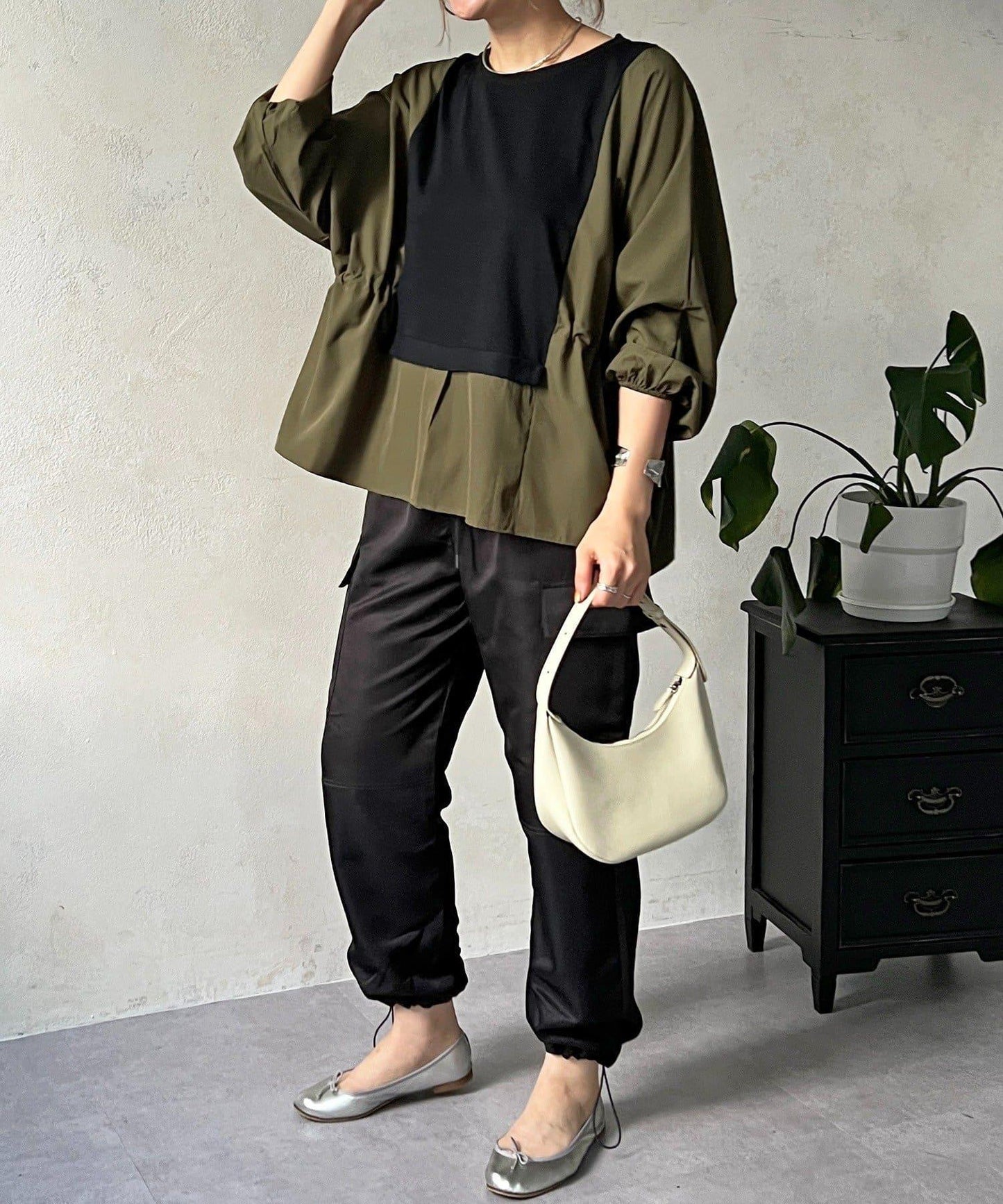 長袖拼接套頭衫