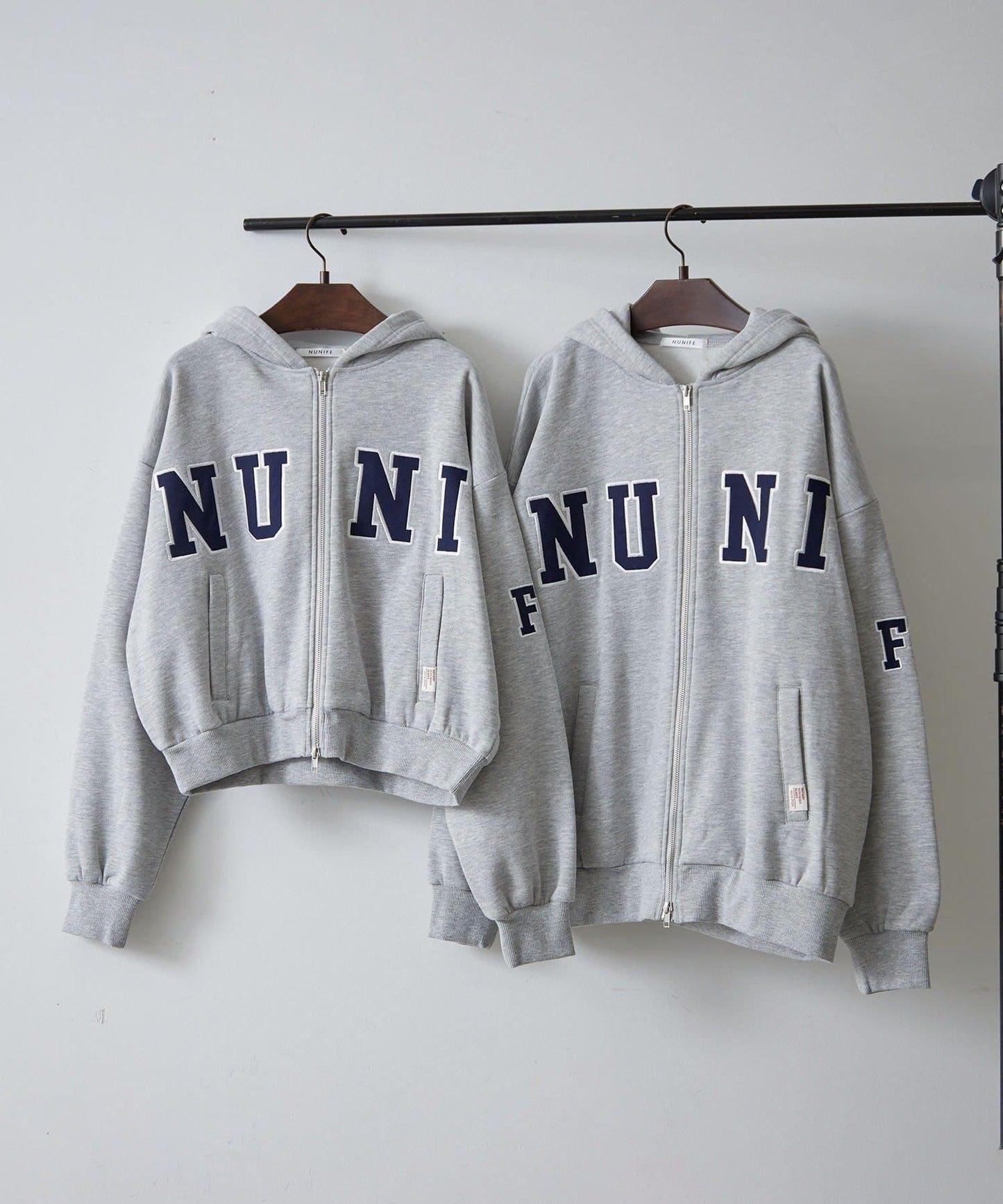 【NUNIFE】【可選兩種長度!】加絨印花連帽衛衣