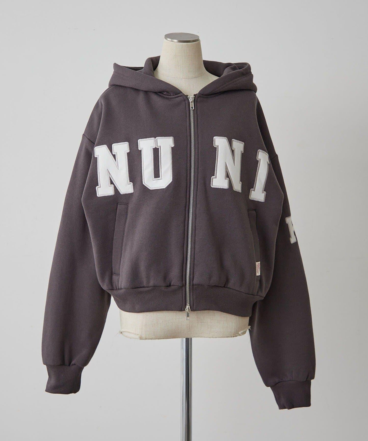 【NUNIFE】【可選兩種長度!】加絨印花連帽衛衣