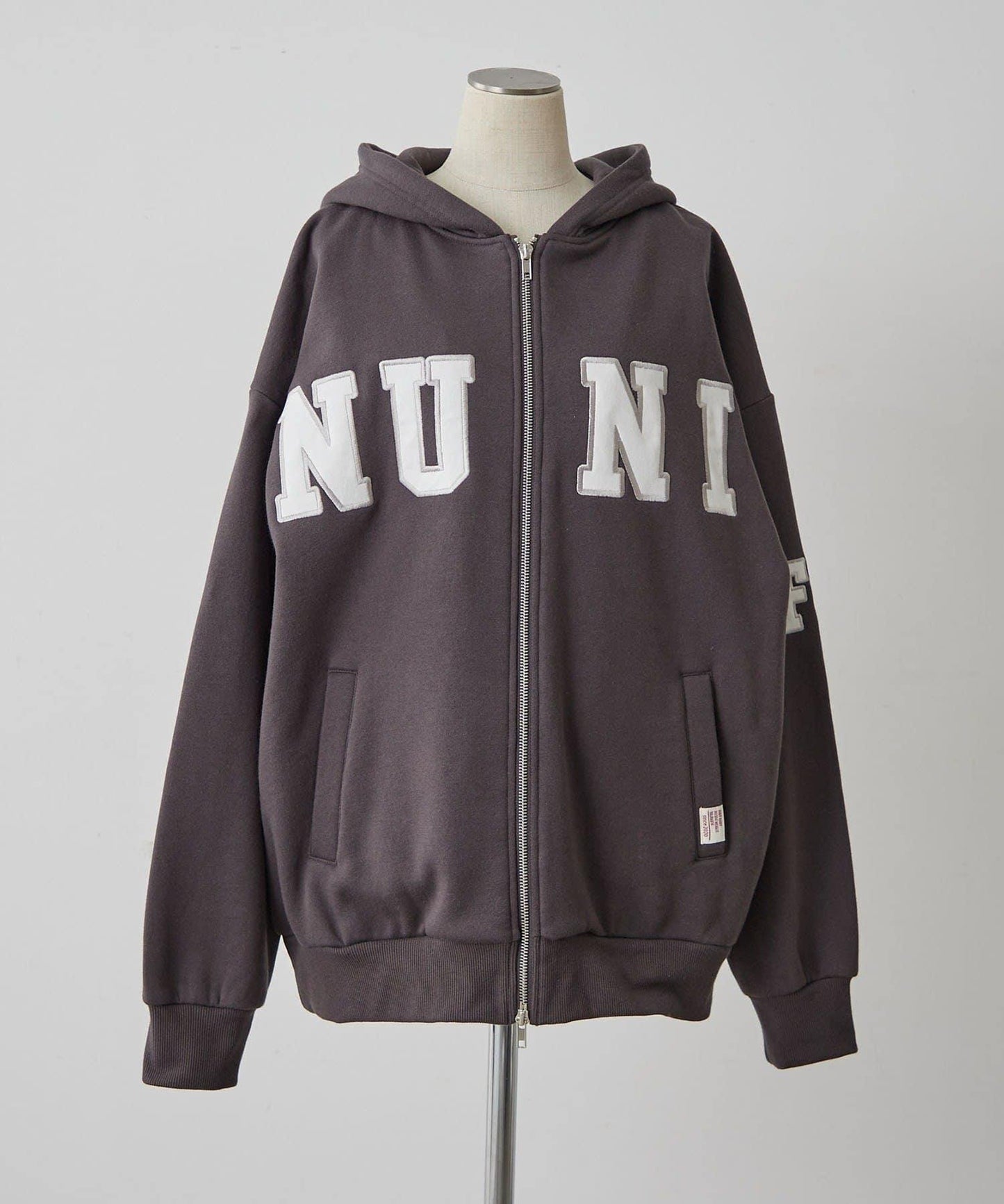 【NUNIFE】【可選兩種長度!】加絨印花連帽衛衣
