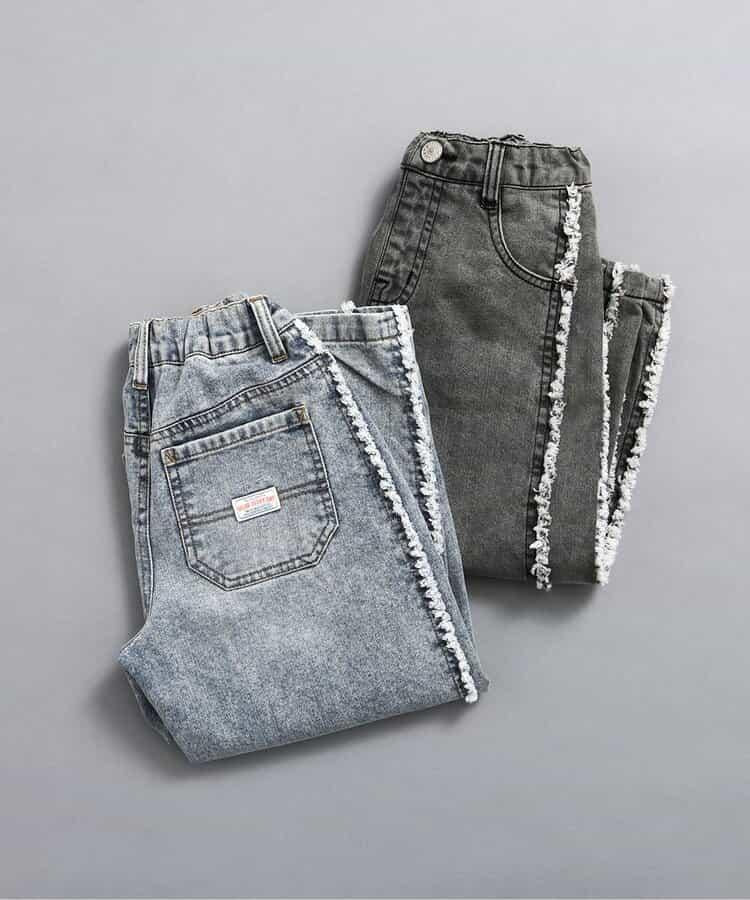 保暖側邊流蘇牛仔褲 十分褲