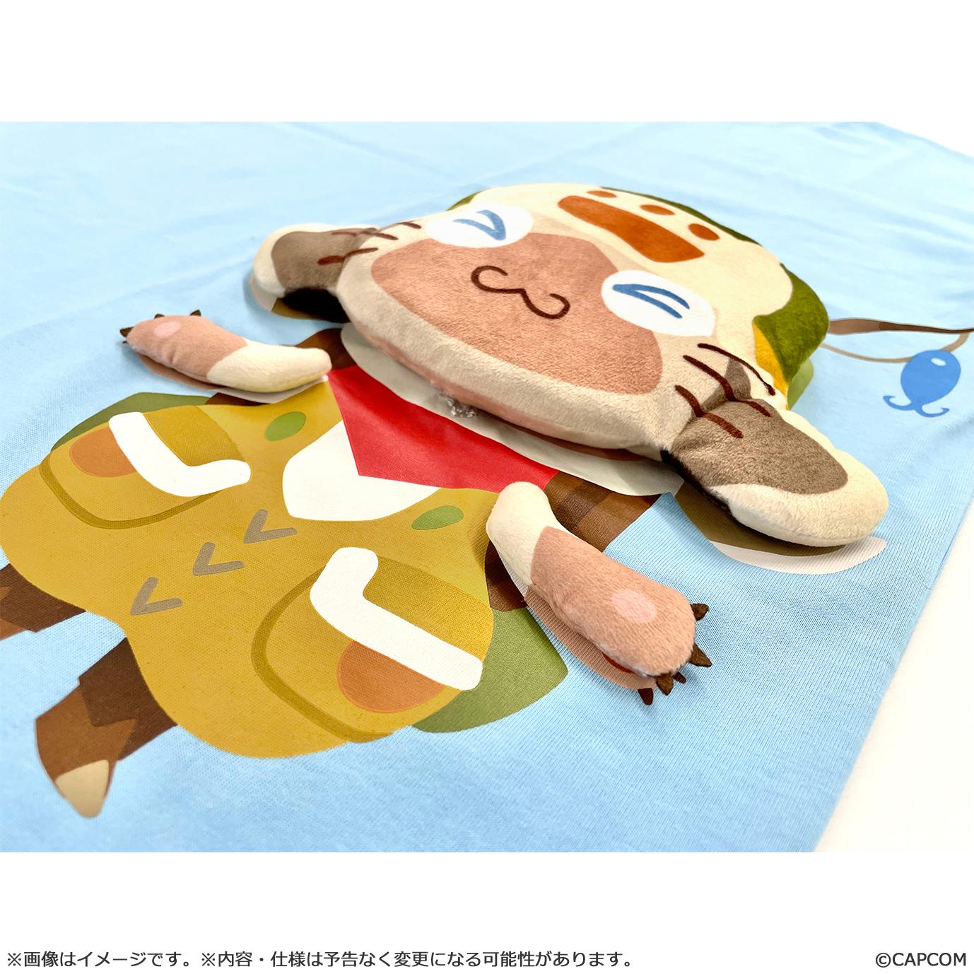 《怪物獵人物語》WILDS_L碼_立體印花T恤 隨行艾露貓