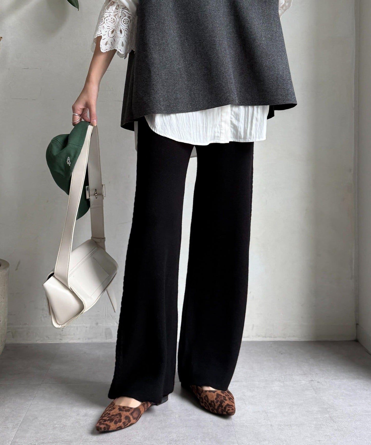 側邊編織針織褲