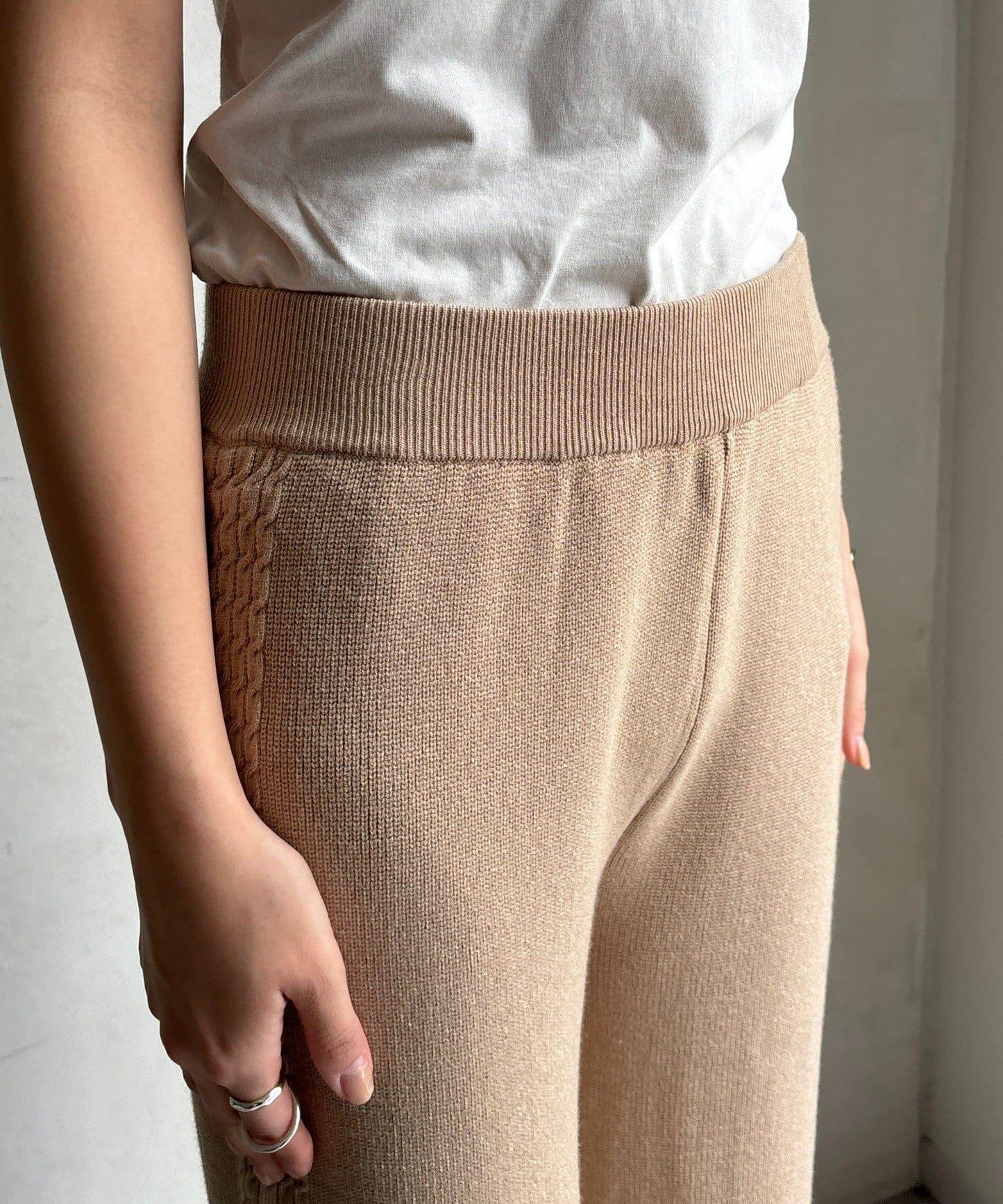 側邊編織針織褲