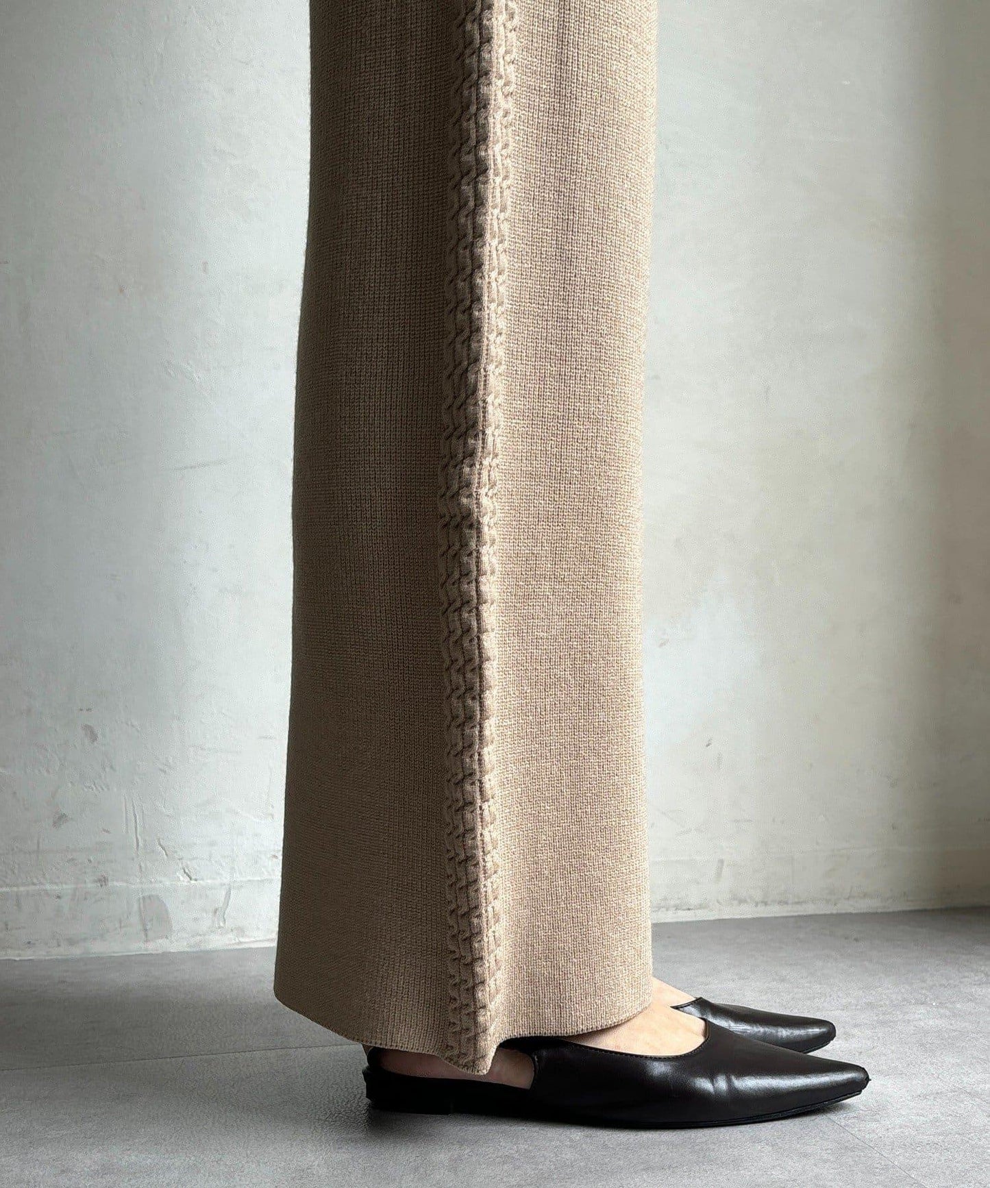 側邊編織針織褲