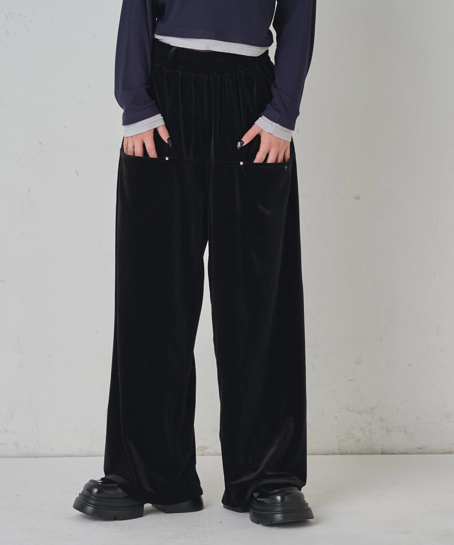 側袋天鵝絨長褲