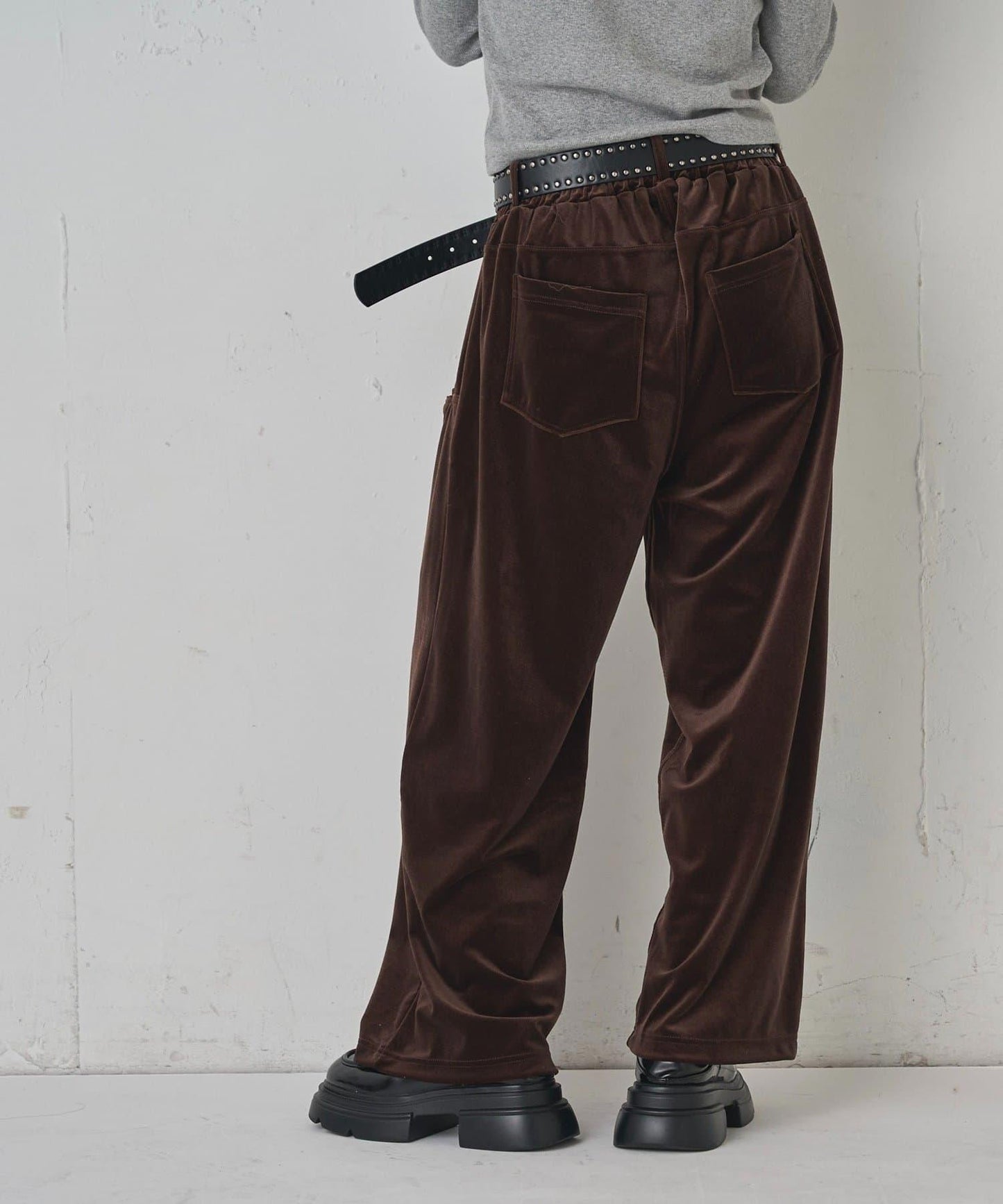 側袋天鵝絨長褲