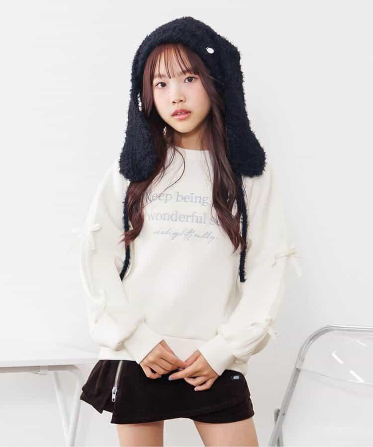 紙箱袖拼接條紋蝴蝶結衛衣