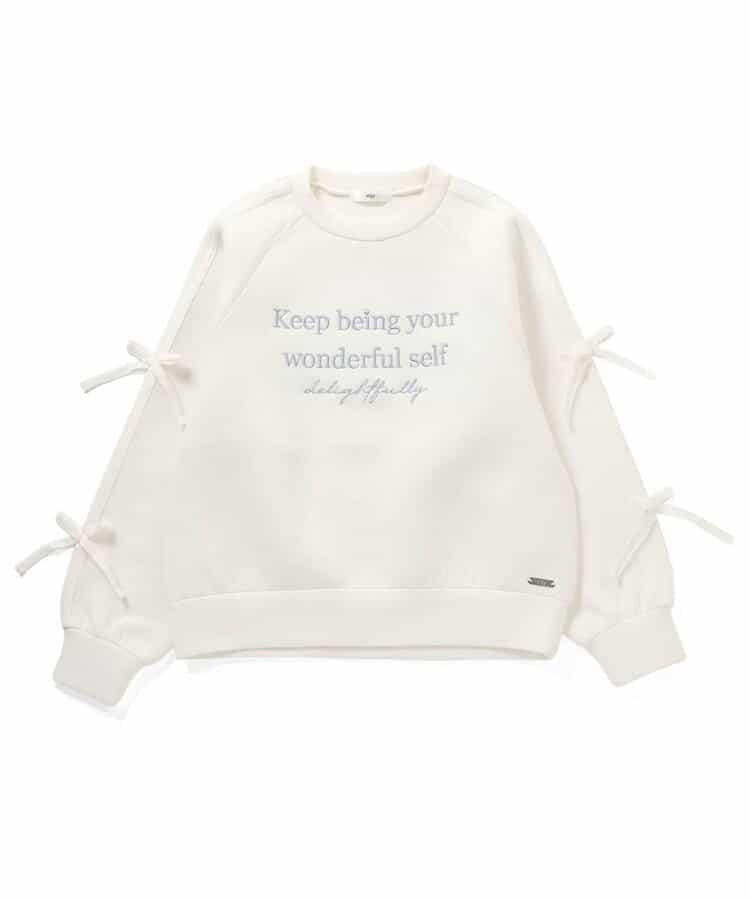 紙箱袖拼接條紋蝴蝶結衛衣