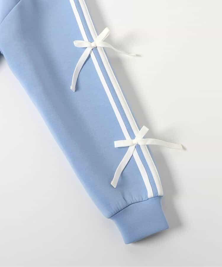 紙箱袖拼接條紋蝴蝶結衛衣