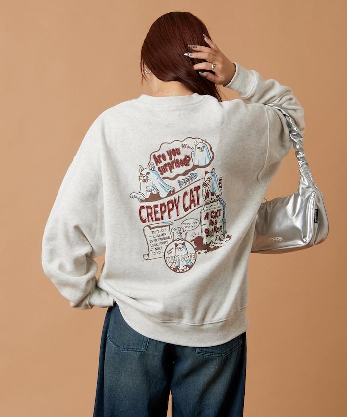 寬鬆版型背面印花圓領衛衣 / CATS GHOST