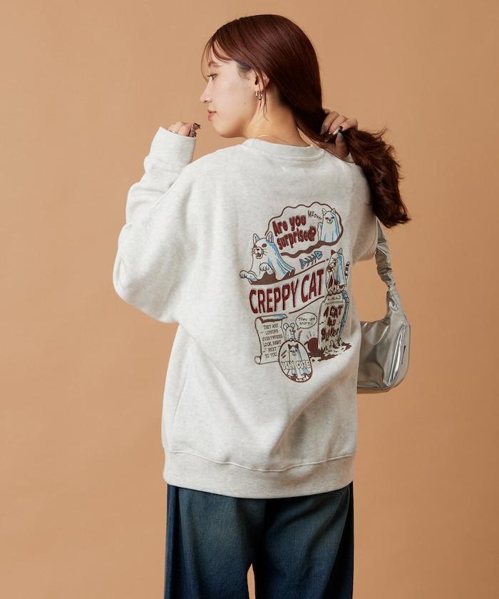 寬鬆版型背面印花圓領衛衣 / CATS GHOST
