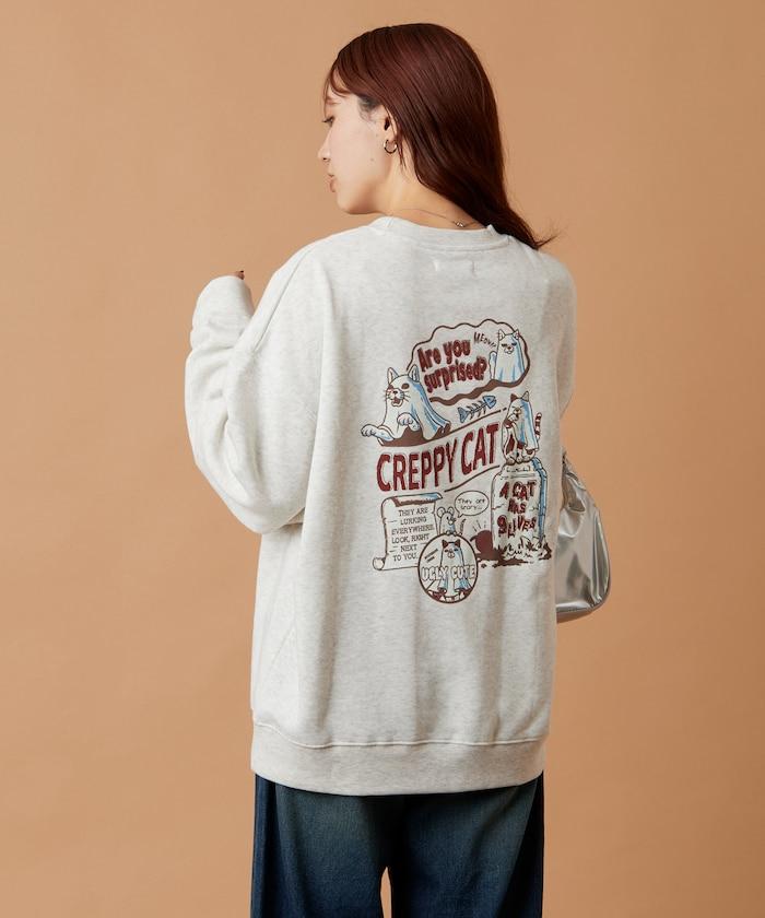 寬鬆版型背面印花圓領衛衣 / CATS GHOST
