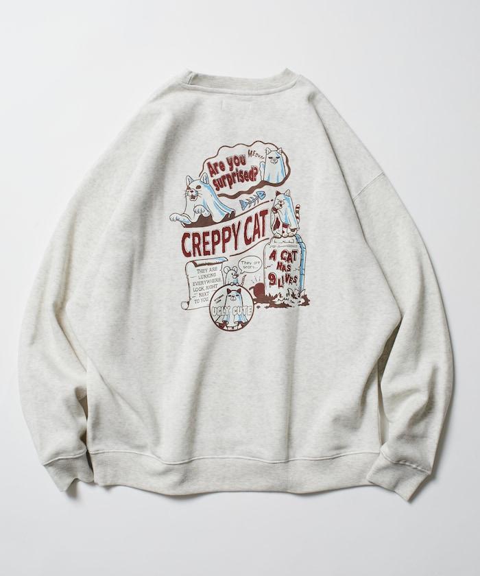 寬鬆版型背面印花圓領衛衣 / CATS GHOST