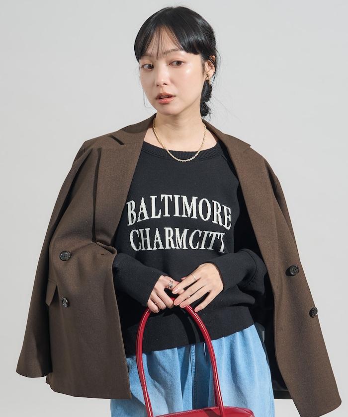 【可機洗】衛衣風格字母針織套頭衫