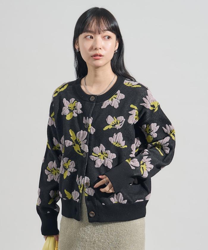 絨圈提花針織開衫