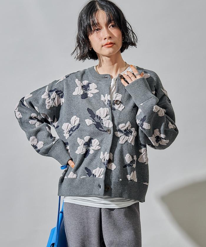 絨圈提花針織開衫