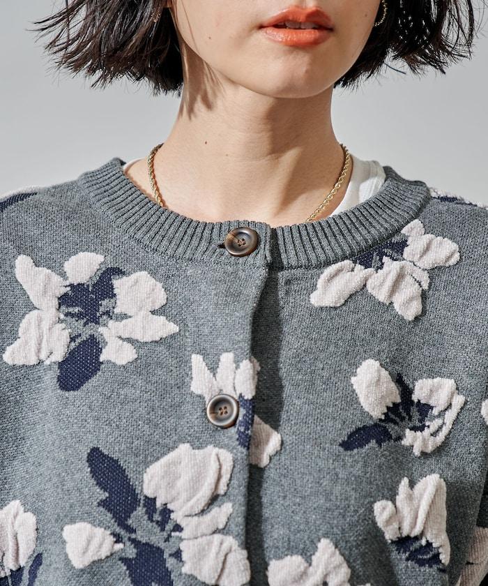 絨圈提花針織開衫