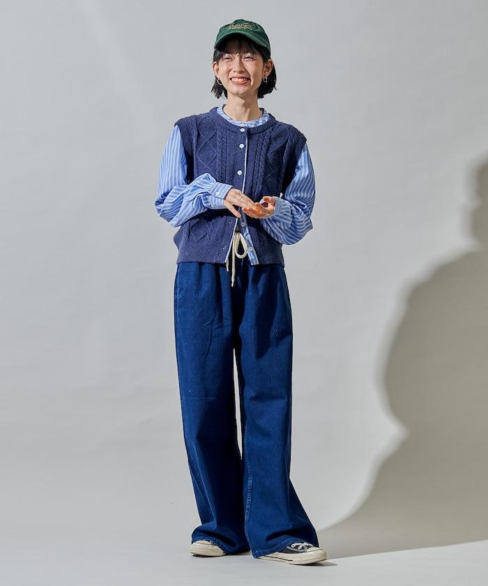 <有小個子尺碼>加絨水洗牛仔休閒褲