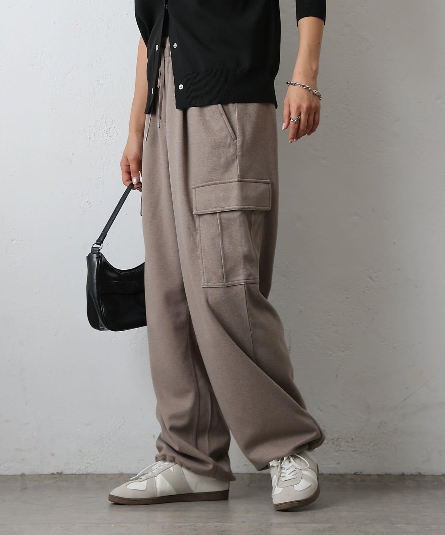 羊毛感針織工裝褲