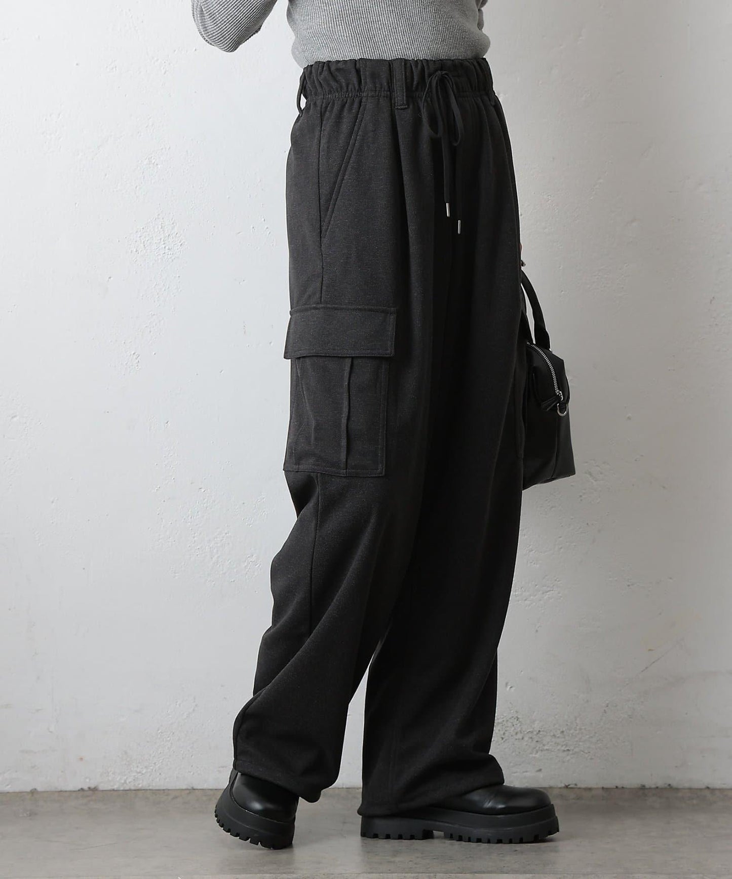 羊毛感針織工裝褲