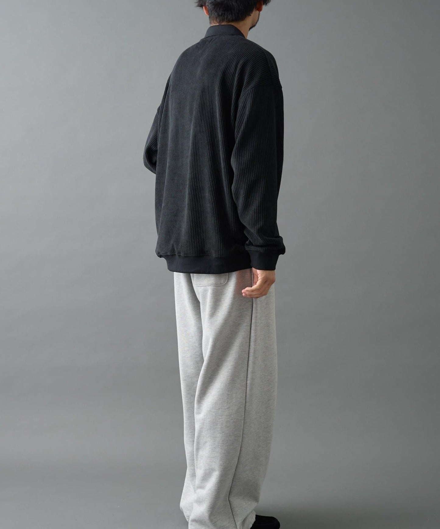 燈芯絨剪裁長袖POLO衫