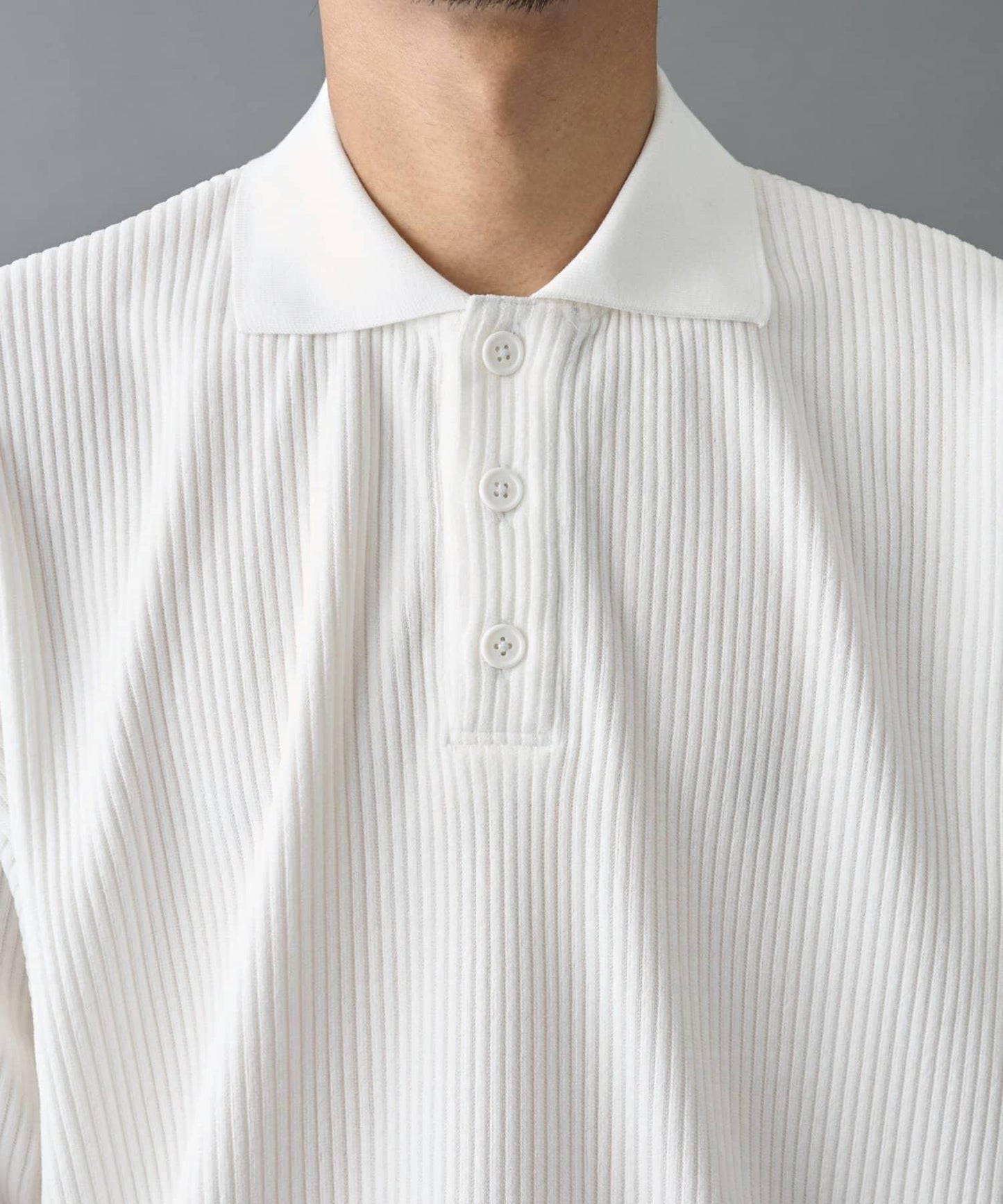 燈芯絨剪裁長袖POLO衫