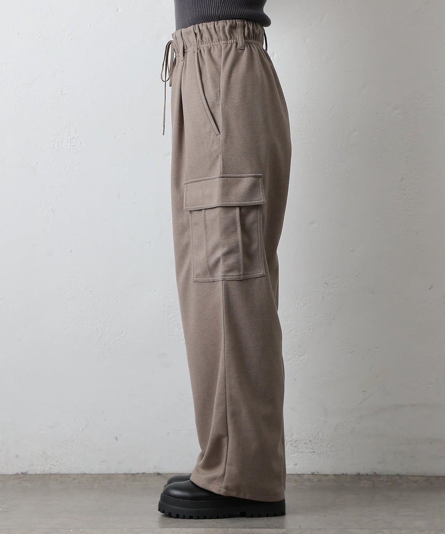 羊毛感針織工裝褲